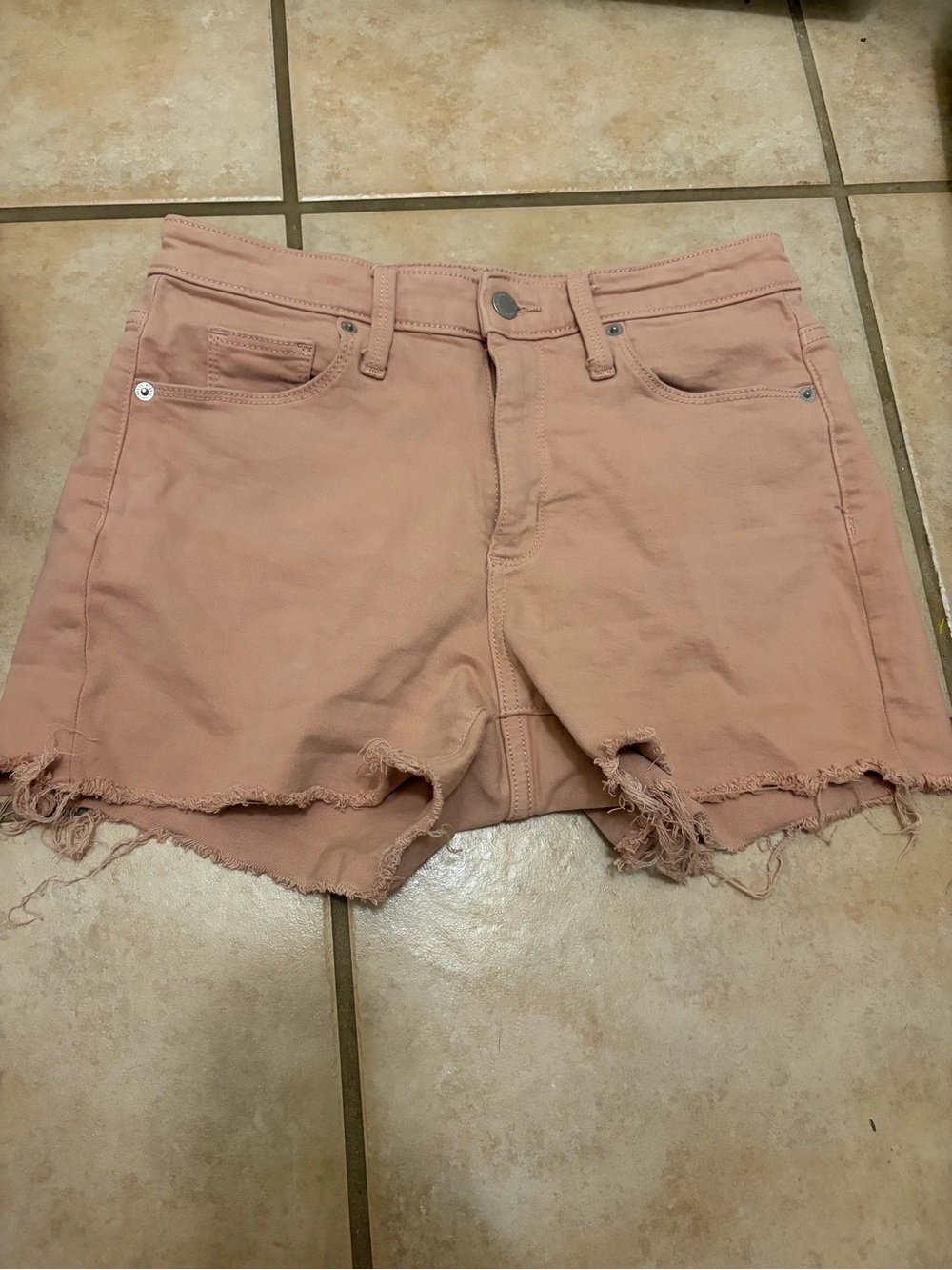 Women’s universal thread Frayed Hem Pink beige denim Shorts